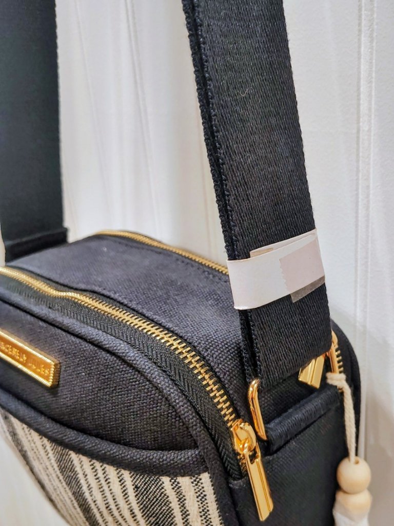 Sincerely Jules Striped Canvas Crossbody Nwt, Double Pocket, Tassel — image 5 of 8